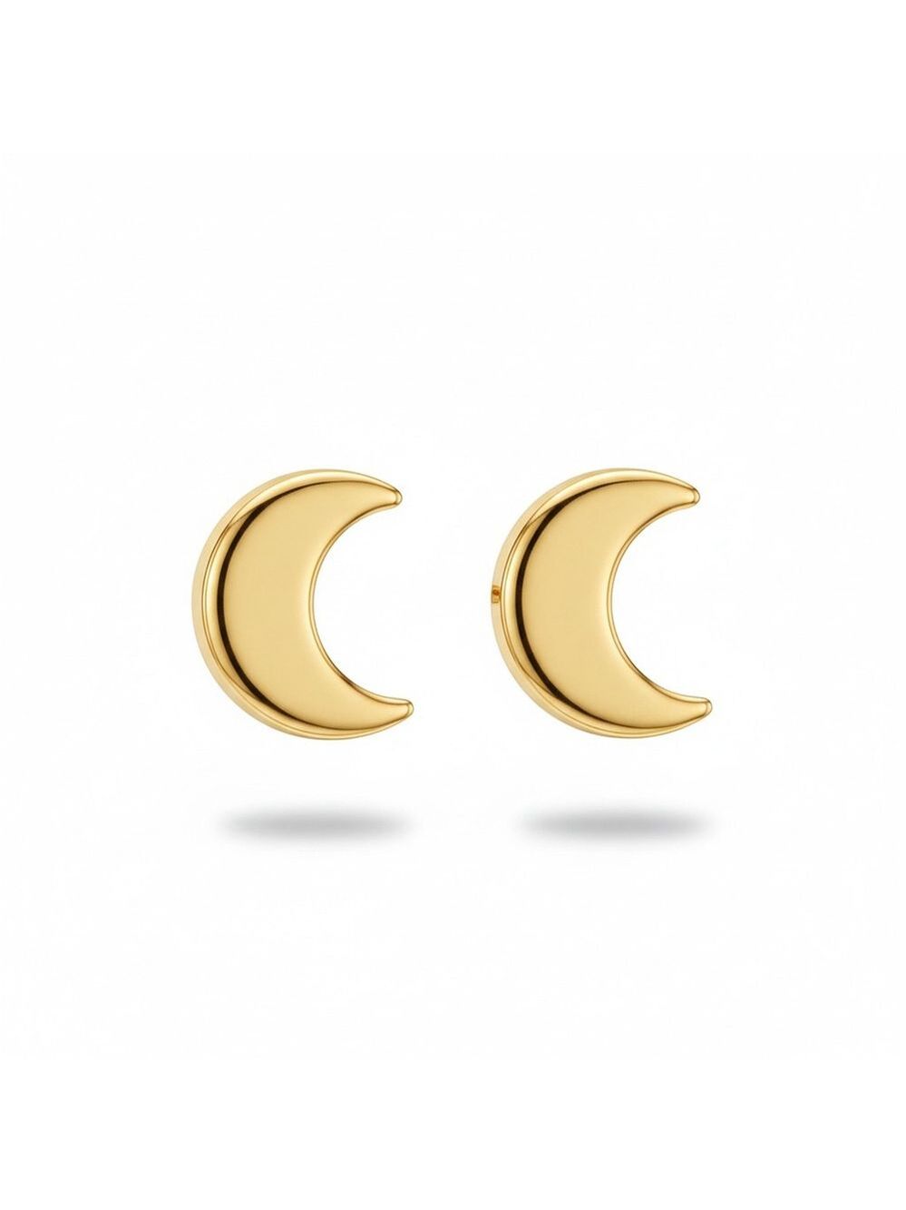 Moonglow Crescent Moon Stud Earrings Gold Tone NIP